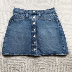 Madewell Jean Skirt Women 28 Stretch Denim A Line Mini High Rise Festival Summer